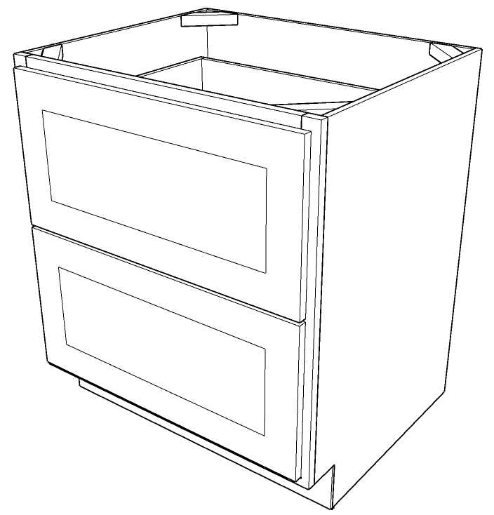 SW-2DB36 Shaker White Drawer Base Two Drawers-36"W x 34 1/2"H x 24"D