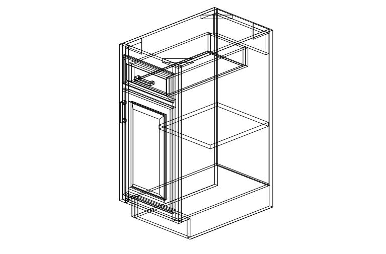 SW-B15 Shaker White One Drawer One Door-15"W x 34 1/2"H x 24"D