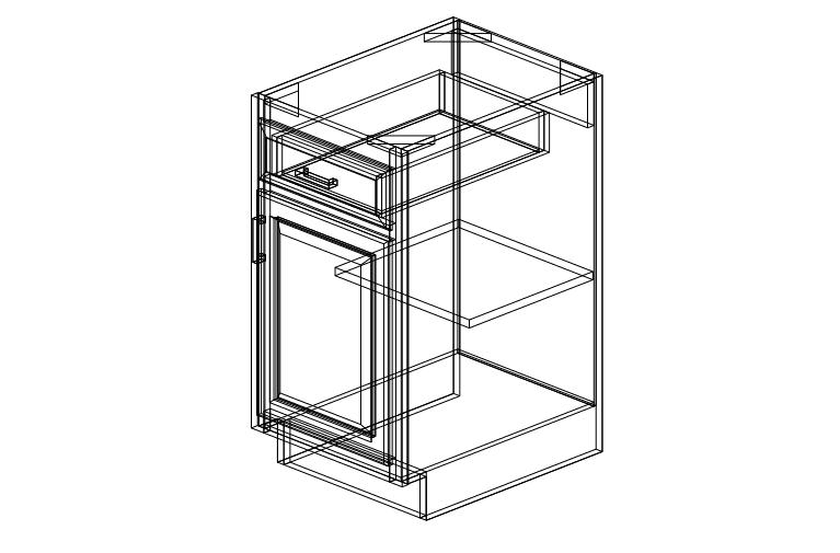 PG-B18 Pewter Green One Drawer One Door-18"W x 34 1/2"H x 24"D