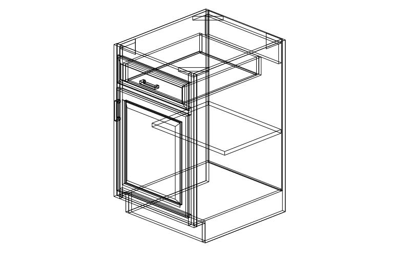 SW-B21 Shaker White One Drawer One Door-21"W x 34 1/2"H x 24"D