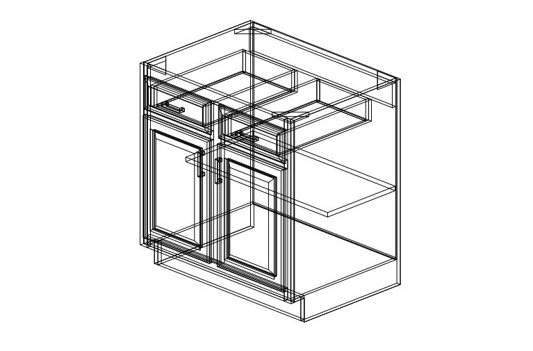 AW-B33 Antique White Two Drawers Two Doors-33"W x 34 1/2"H x 24"D