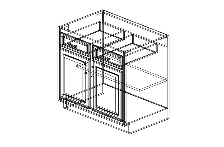 SG-B36 Shaker Grey Two Drawers Two Doors-36"W x 34 1/2"H x 24"D