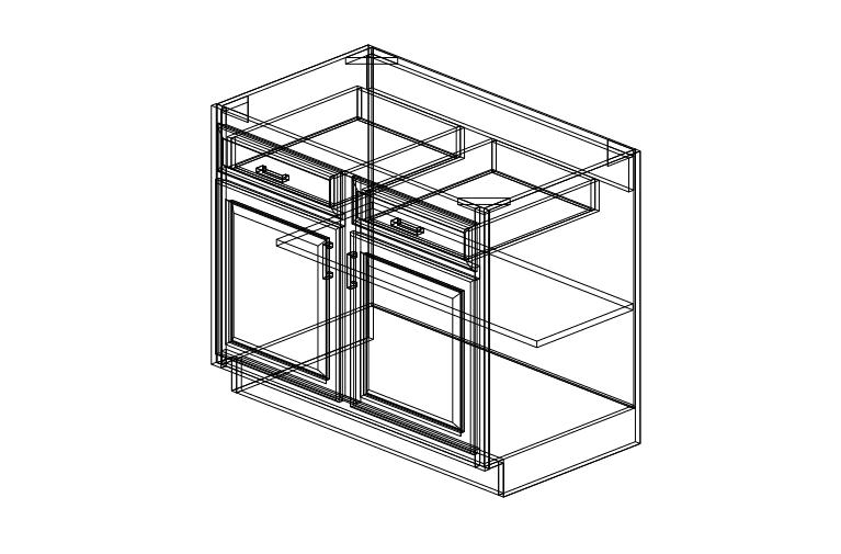 PG-B42 Pewter Green Two Drawers Two Doors-42"W x 34 1/2"H x 24"D