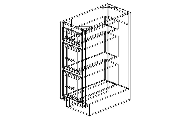 PG-DB12 Pewter Green Drawer Base Three Drawers-12"W x 34 1/2"H x 24"D
