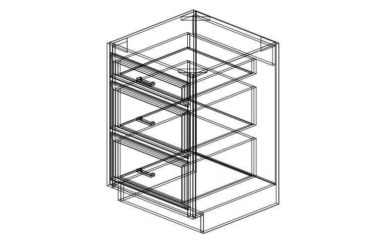 SG-DB24 Shaker Grey Drawer Base Three Drawers-24"W x 34 1/2"H x 24"D