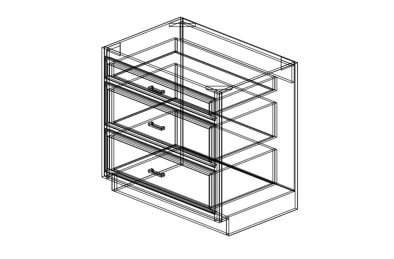 SG-DB36 Shaker Grey Drawer Base Three Drawers-36"W x 34 1/2"H x 24"D