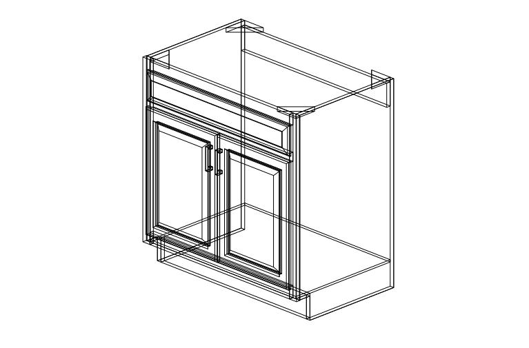SG-SB33 Shaker Grey Sink Base One Drawer Two Doors-33"W x 34 1/2"H x 24"D